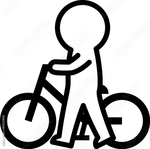 自転車を押して歩く人物のデフォルメイラスト