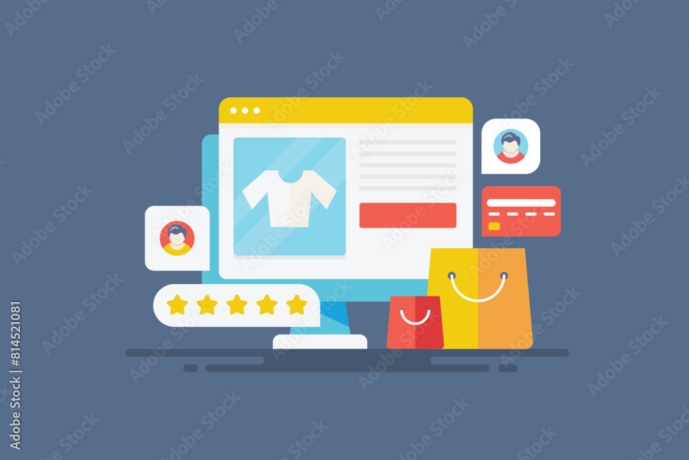 Online shopping store ecommerce sales checkout payment process conceptual vector illustration. Online shopping store ecommerce sales checkout payment process conceptual vector illustration.