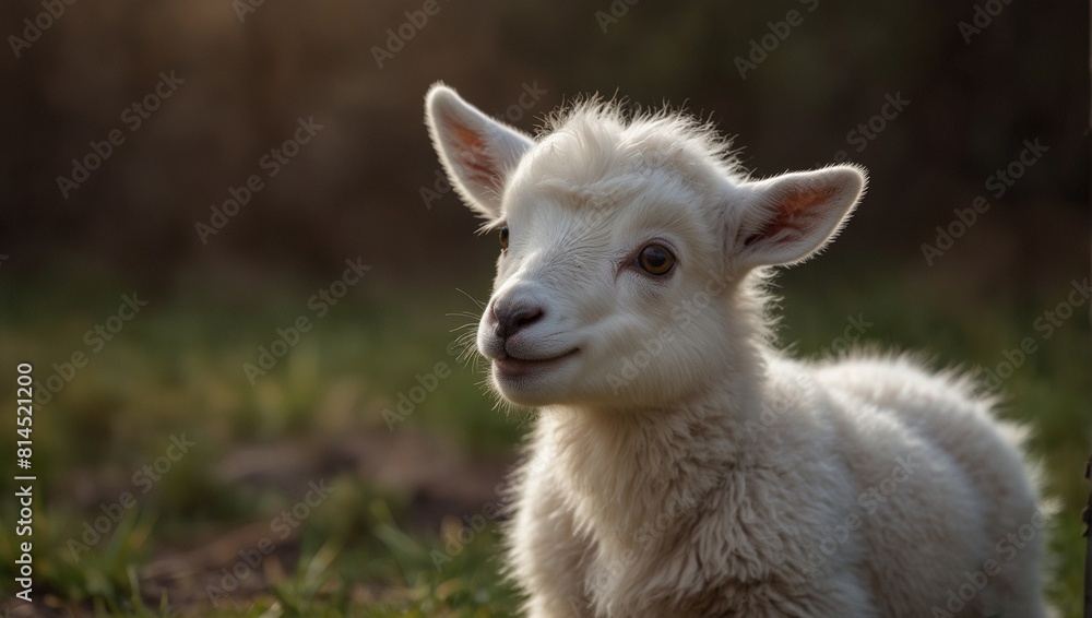a small and very cute goat stands on the lawn a small and very cute goat stands on the lawn