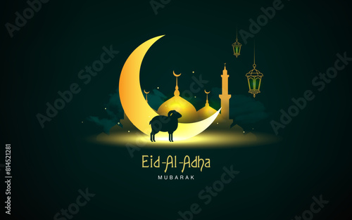 Eid-Al-Adha Mubarak Islamic Festival Greeting Background Design Template