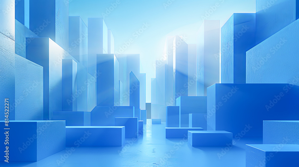 Abstract blue background with geometric shapes. 3d render illustration. Architectural concept Abstract blue background with geometric shapes. 3d render illustration. Architectural concept