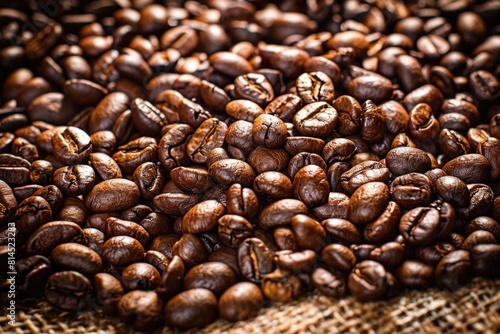 Wallpaper Mural A pile of coffee beans on a wooden table. Perfect for coffee shop menus Torontodigital.ca