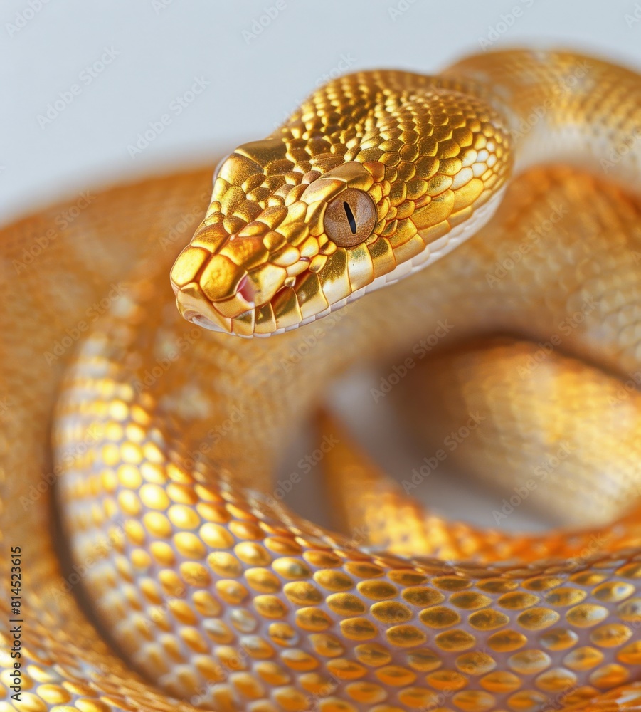 Fototapeta premium Close Up of Snake on White Background