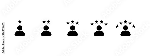 Customer experience vector icon . 1 to 5 star satisfaction rating vector icon sign, work experience symbol.