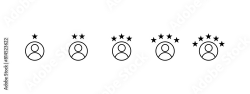 Customer experience vector icon . 1 to 5 star satisfaction rating vector icon sign, work experience symbol.