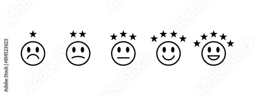 Customer experience vector icon . 1 to 5 star satisfaction rating vector icon sign, work experience symbol.