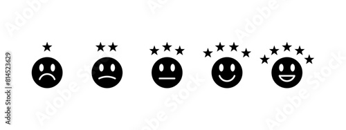 Customer experience vector icon . 1 to 5 star satisfaction rating vector icon sign, work experience symbol.