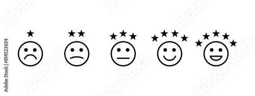 Customer experience vector icon . 1 to 5 star satisfaction rating vector icon sign, work experience symbol.