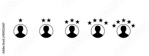 Customer experience vector icon . 1 to 5 star satisfaction rating vector icon sign, work experience symbol.