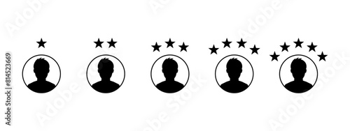 Customer experience vector icon . 1 to 5 star satisfaction rating vector icon sign, work experience symbol.