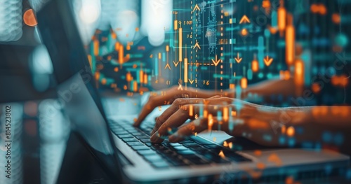 Person Typing on Laptop in Front of Monitor