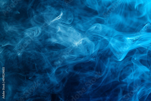 Abstract colorful blue smoke background,bright colored, Hazy, Swirling, Blue Smoke on Black Background texture Soft magical fog swirling design 
