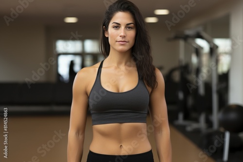 Young athletic woman running on treadmill at gym. Attractive young sports woman is working out in gym. Doing cardio training on treadmill. Running on treadmill.