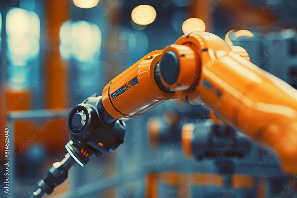 A closeup of a robotic arm in a manufacturing setting A closeup of a robotic arm in a manufacturing setting