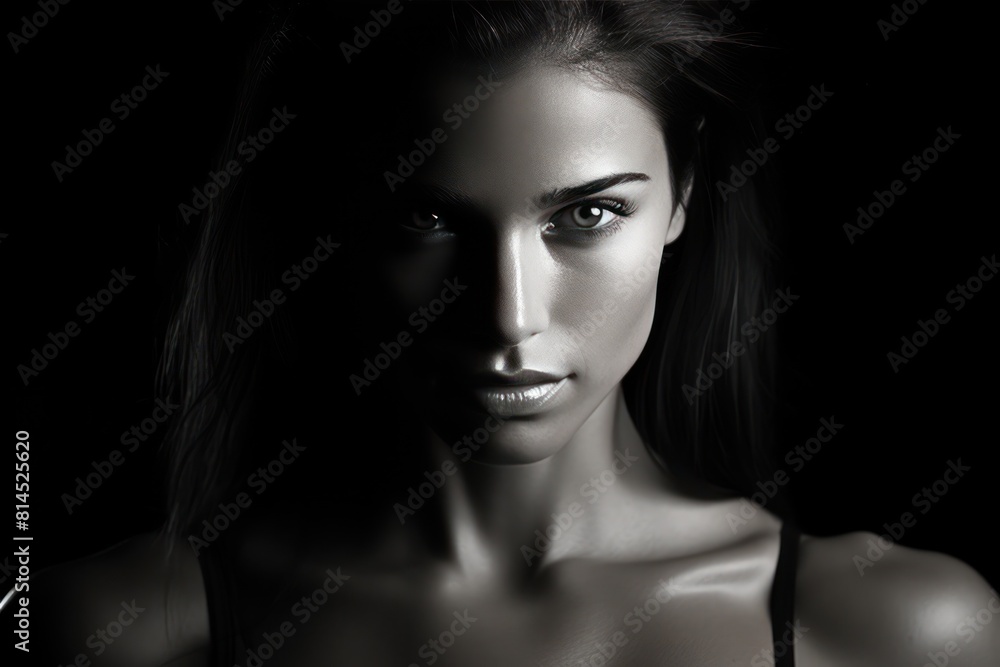 Close-up shots of determined woman in intense gym workout. Close-up shots of determined woman in intense gym workout.