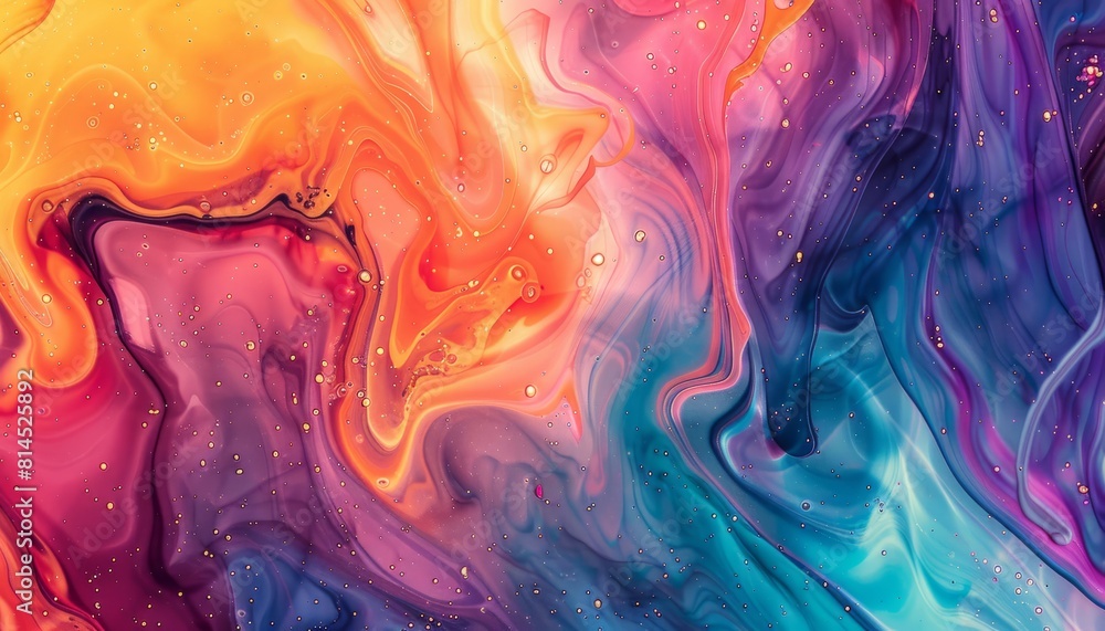 A vibrant and colorful ink water background featuring rainbow swirls, perfect for artistic projects or creative presentations