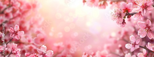 A frame of cherry blossoms in full bloom, close-up, suitable for background materials, backgrounds and banners. Yoshino cherry tree species. photo