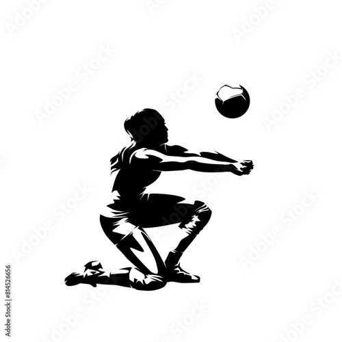Volleyball player, woman, female team sport athlete, isolated vector silhouette