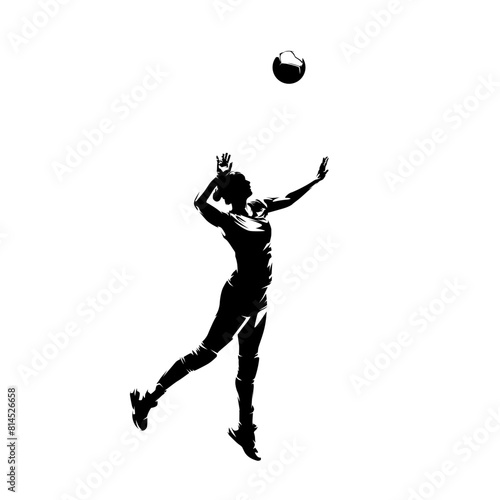 Volleyball player, woman, female team sport athlete, isolated vector silhouette