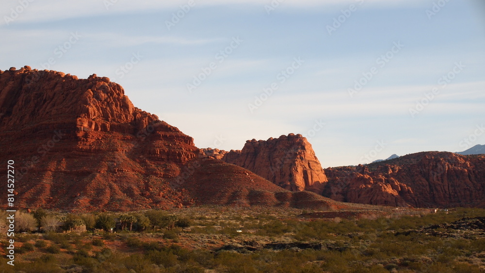 Red rock landscape in Utah; sunrise in the desert landscape with red rock formation; landscape photography Red rock landscape in Utah; sunrise in the desert landscape with red rock formation; landscape photography