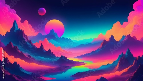 A technicolor dreamscape with gradients of neon hu upscaled_10 photo