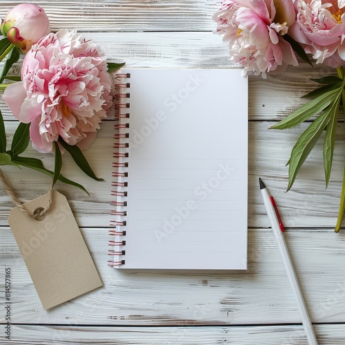 Notebook, Notepad, and Flowers