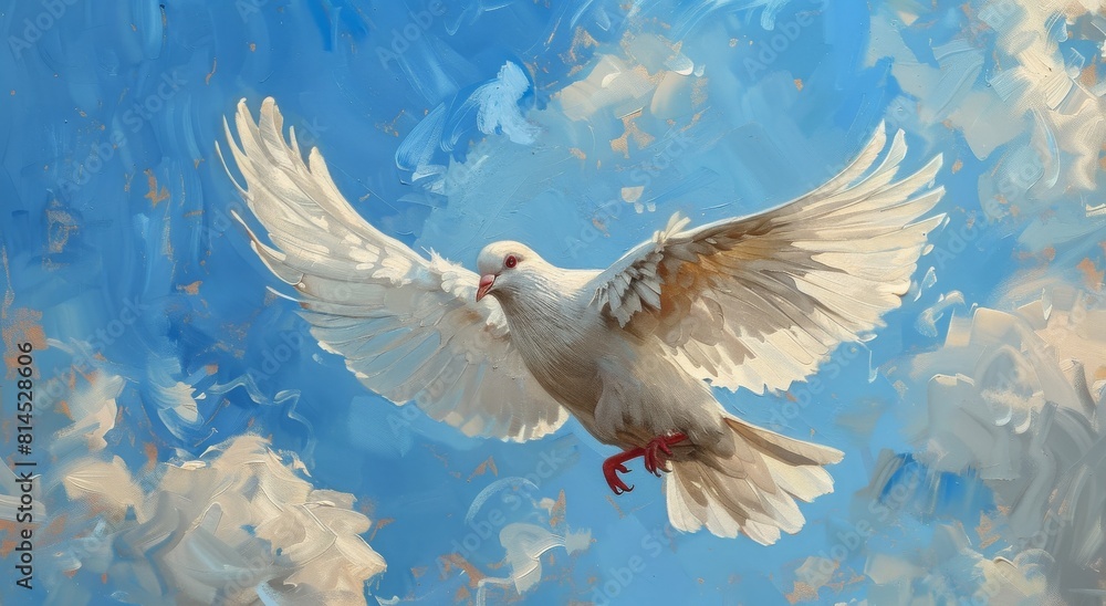 Fototapeta premium White Dove Flying in the Sky