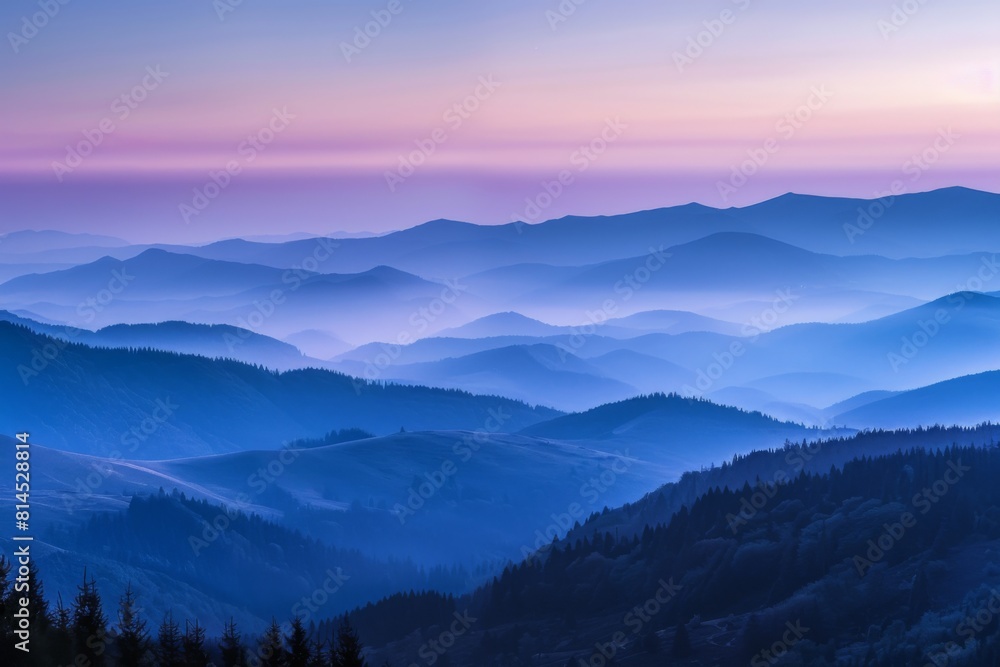 Soft Twilight Hues Over Gentle Mountain Ridges