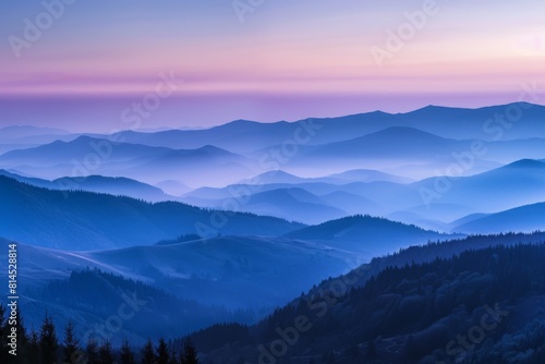 Soft Twilight Hues Over Gentle Mountain Ridges