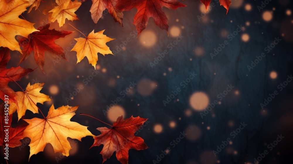 Obraz premium Fall background featuring vibrant autumn maple leaves