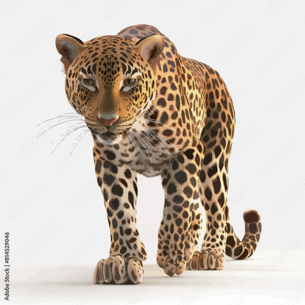 Obraz premium Leopard on a white background. 3D illustration. Isolated