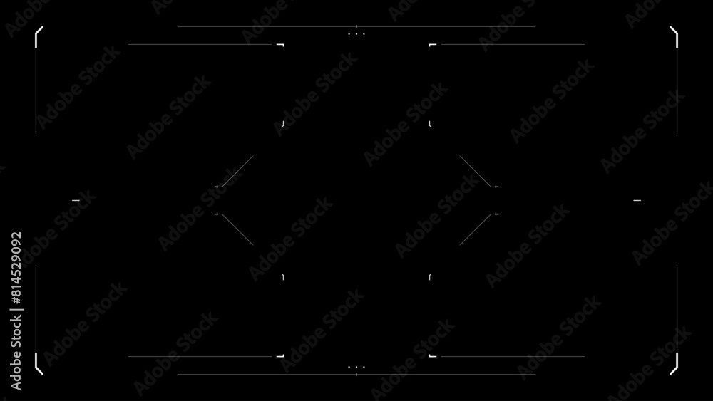 Futuristic glitchy HUD aim. Cyberpunk style distorted HUD screen. Tech user interface hologram glitch screen for game, movie, sci-fi, drone footage, VR. Overlay template. Cyberpunk, tech concept.