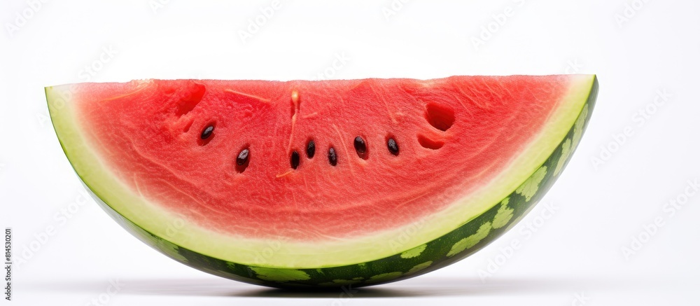 A delicious and ripe watermelon with a white background perfect for a copy space image A delicious and ripe watermelon with a white background perfect for a copy space image