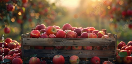 Wooden Crate Filled With Red Apples