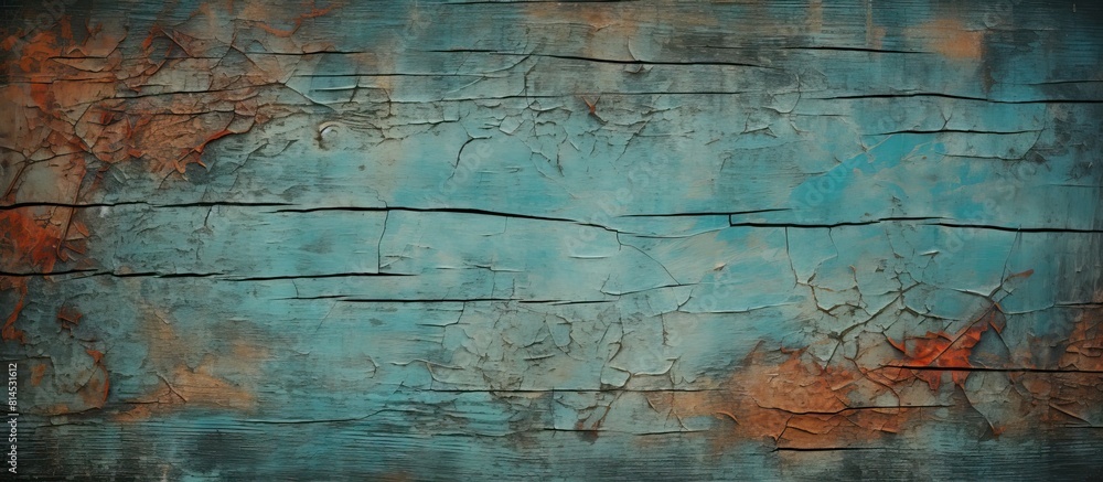 Obraz premium Old cracked paint gives a grunge aesthetic to the wooden panel texture leaving room for additional elements Copy space image