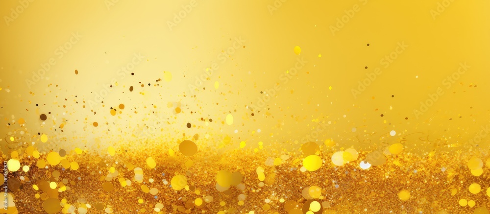 A yellow background featuring a border frame adorned with golden confetti allowing for copy space image inclusion A yellow background featuring a border frame adorned with golden confetti allowing for copy space image inclusion