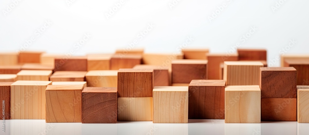 Isolated on a white background a close up image of wooden blocks for a game is available with copy space for text or design Isolated on a white background a close up image of wooden blocks for a game is available with copy space for text or design