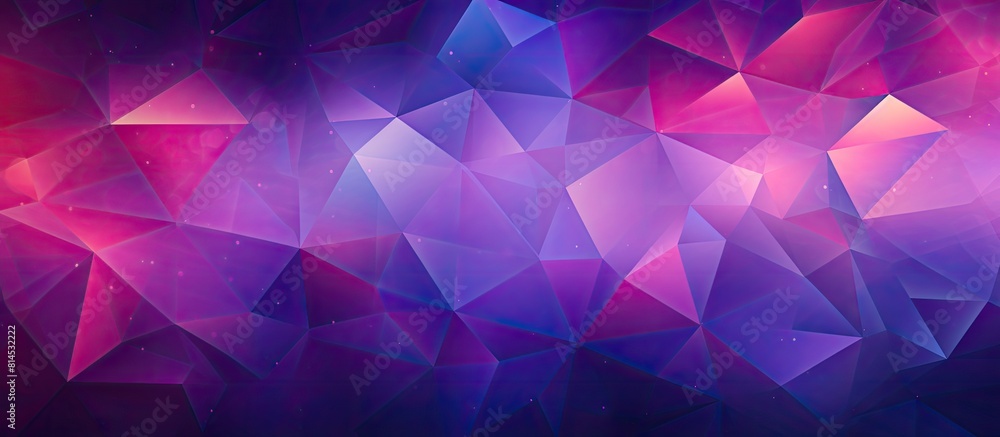 Obraz premium Purple background with multicolored triangular shapes designed for the banner Copy space image