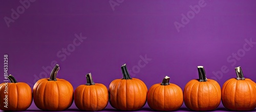 Purple background with painted pumpkins provides a visually appealing copy space image