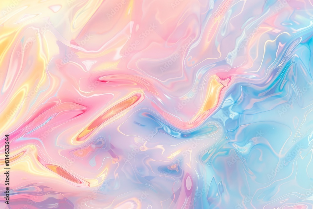 Soft pastel background with swirls of light pink, baby blue and yellow, iridescent holographic liquid effect, liquid marble texture Soft pastel background with swirls of light pink, baby blue and yellow, iridescent holographic liquid effect, liquid marble texture
