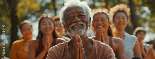Group of People Practicing Yoga in Woods