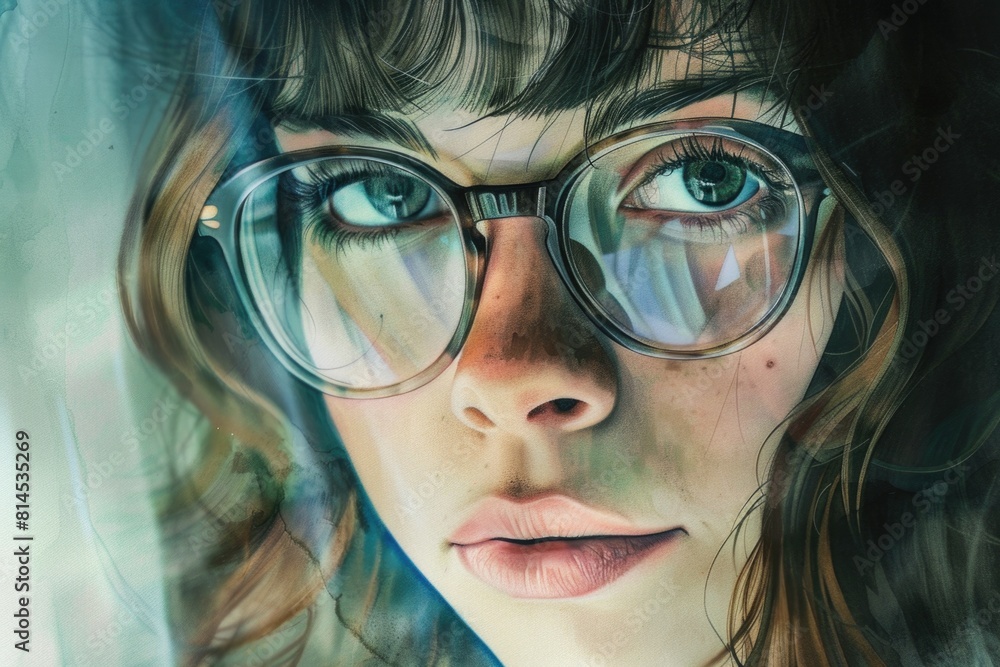A close up of a woman wearing glasses. Suitable for various projects A close up of a woman wearing glasses. Suitable for various projects