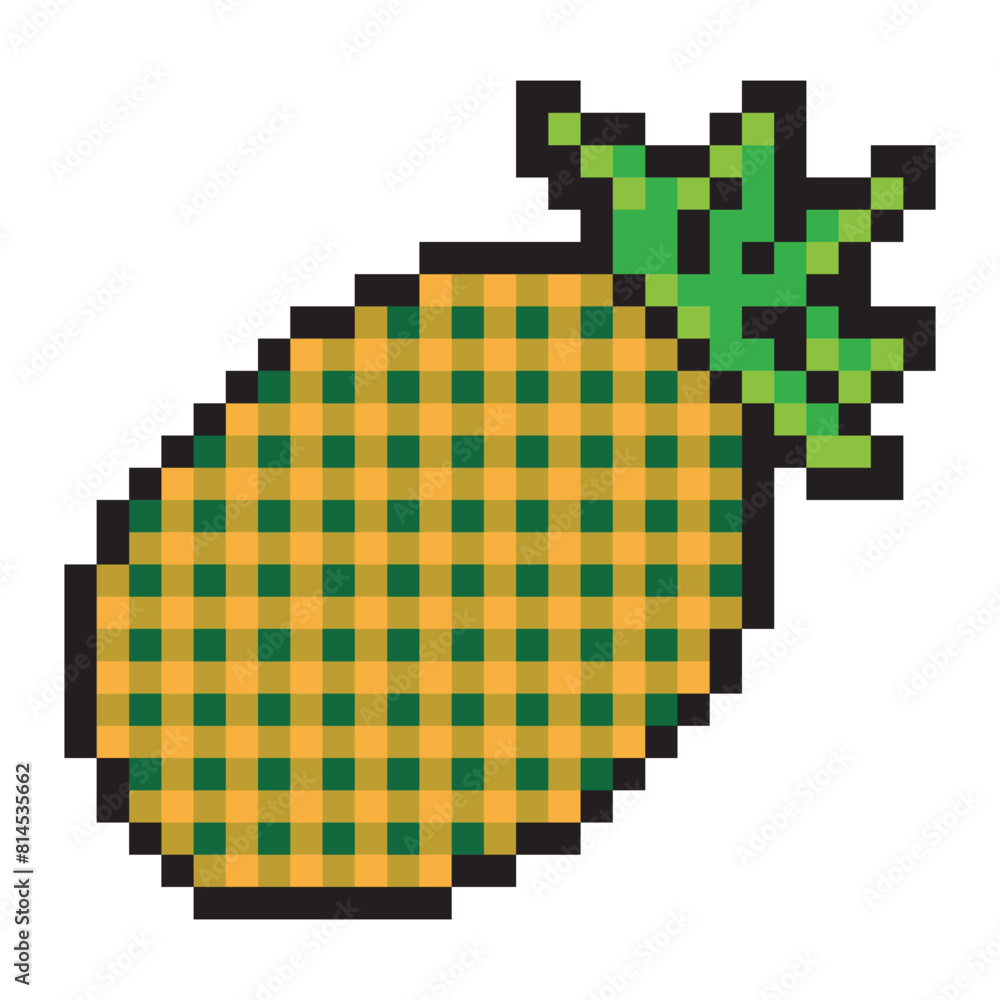 Obraz premium Pineapple in pixel art style