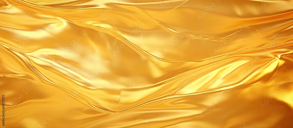 Fototapeta premium A golden background with a textured surface resembling shiny foil paper providing ample space for copy or images