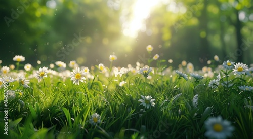 Field of Grass With Daisies in Foreground