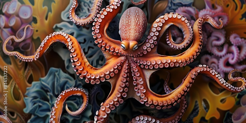 Octopus dance flat design top view mating ritual theme animation ...