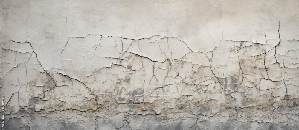 Obraz premium An aged and worn concrete wall with cracks forms a textured backdrop or wallpaper A copy space image