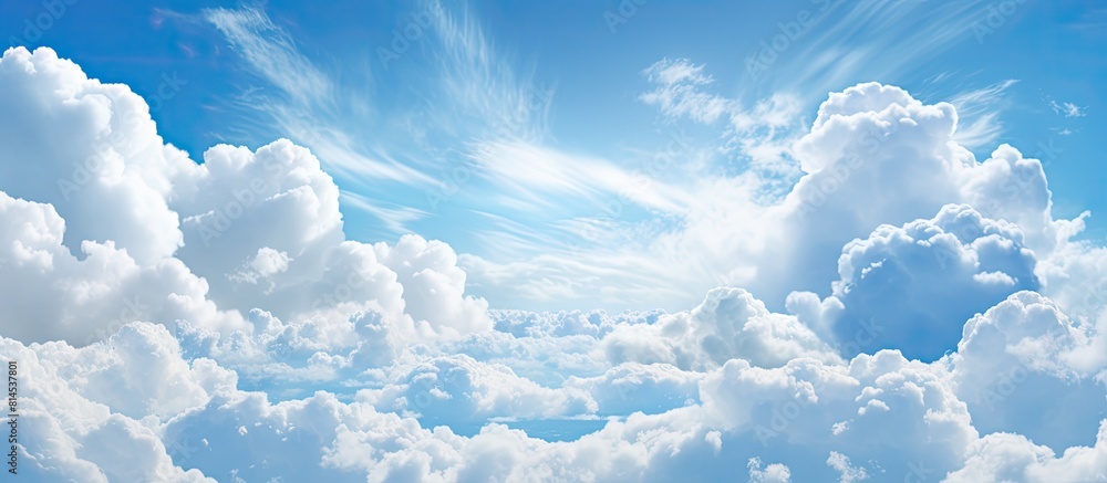 A breathtaking sky filled with fluffy white clouds perfect for capturing a stunning image with ample empty space A breathtaking sky filled with fluffy white clouds perfect for capturing a stunning image with ample empty space