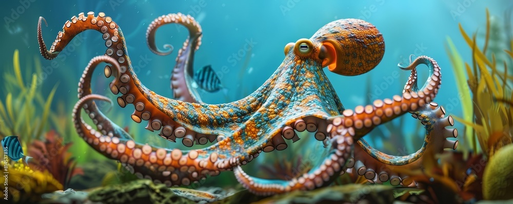 Fototapeta premium Octopus hunting side view predator theme