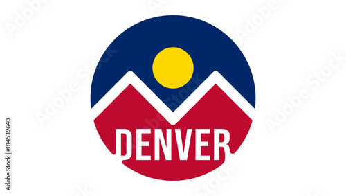 Denver city emblem, Colored round illustration